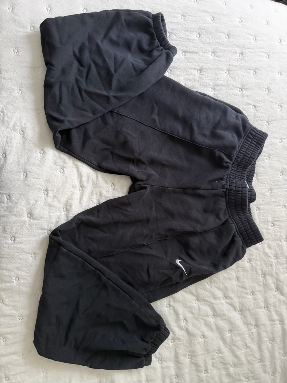 Nike Black Fleece Sweatpants with White Logo